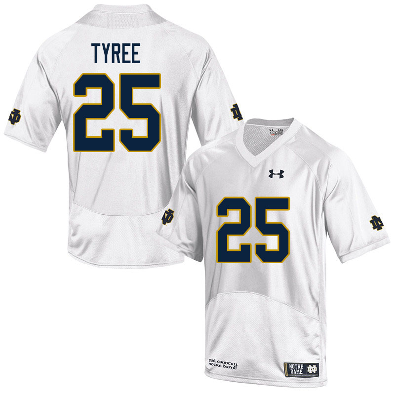 Men's NCAA Notre Dame Fighting Irish #25 Chris Tyree Stitched College Under Armour Authentic White Football Jersey SG10C05ET